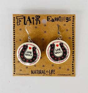 Natural Life Flair Earrings - Friends,Peace,Heart,Flower,Horseshoe,Guitar