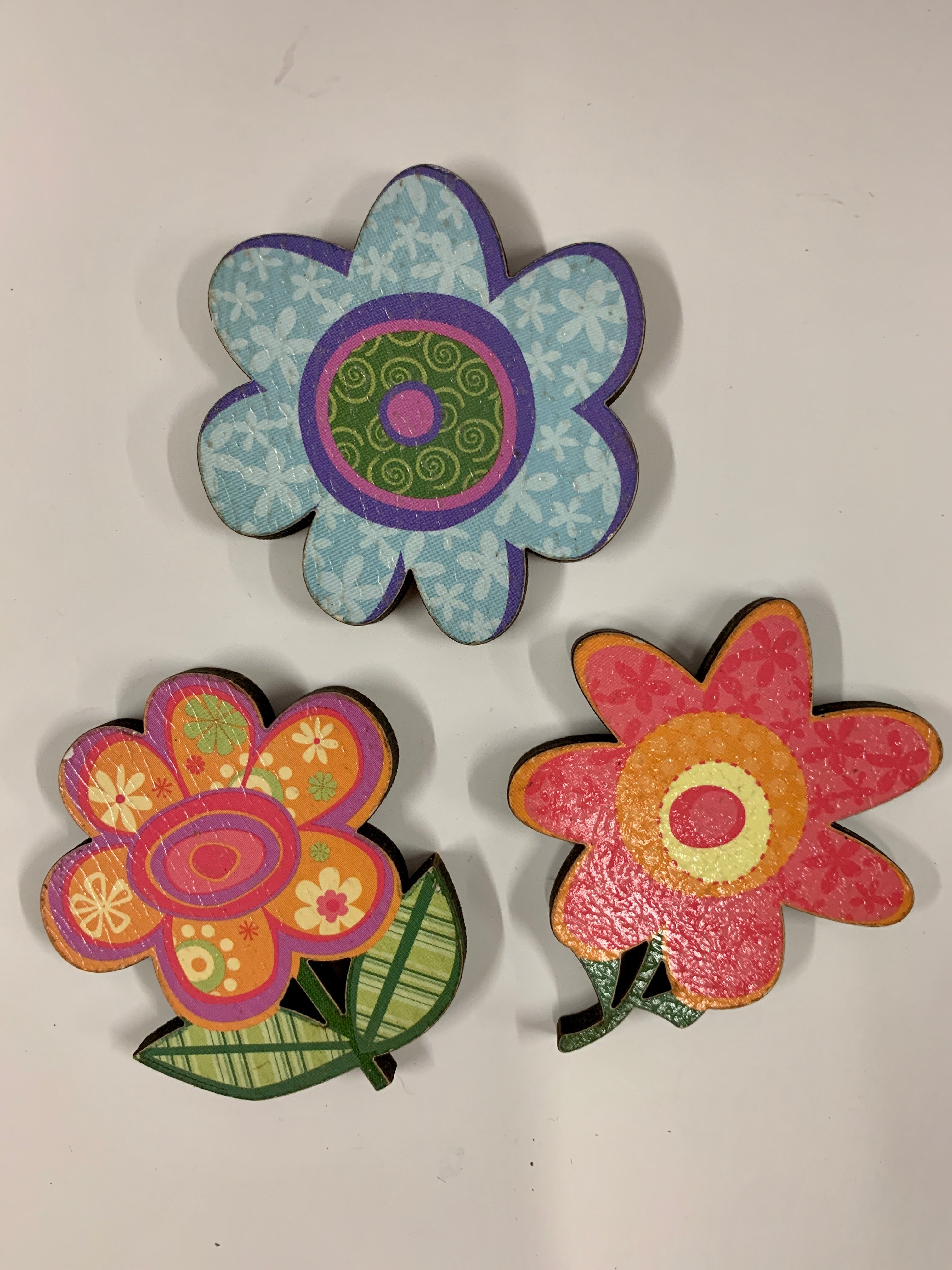 Wood Flower Magnets