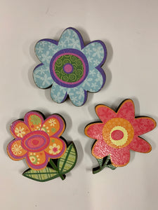 Wood Flower Magnets