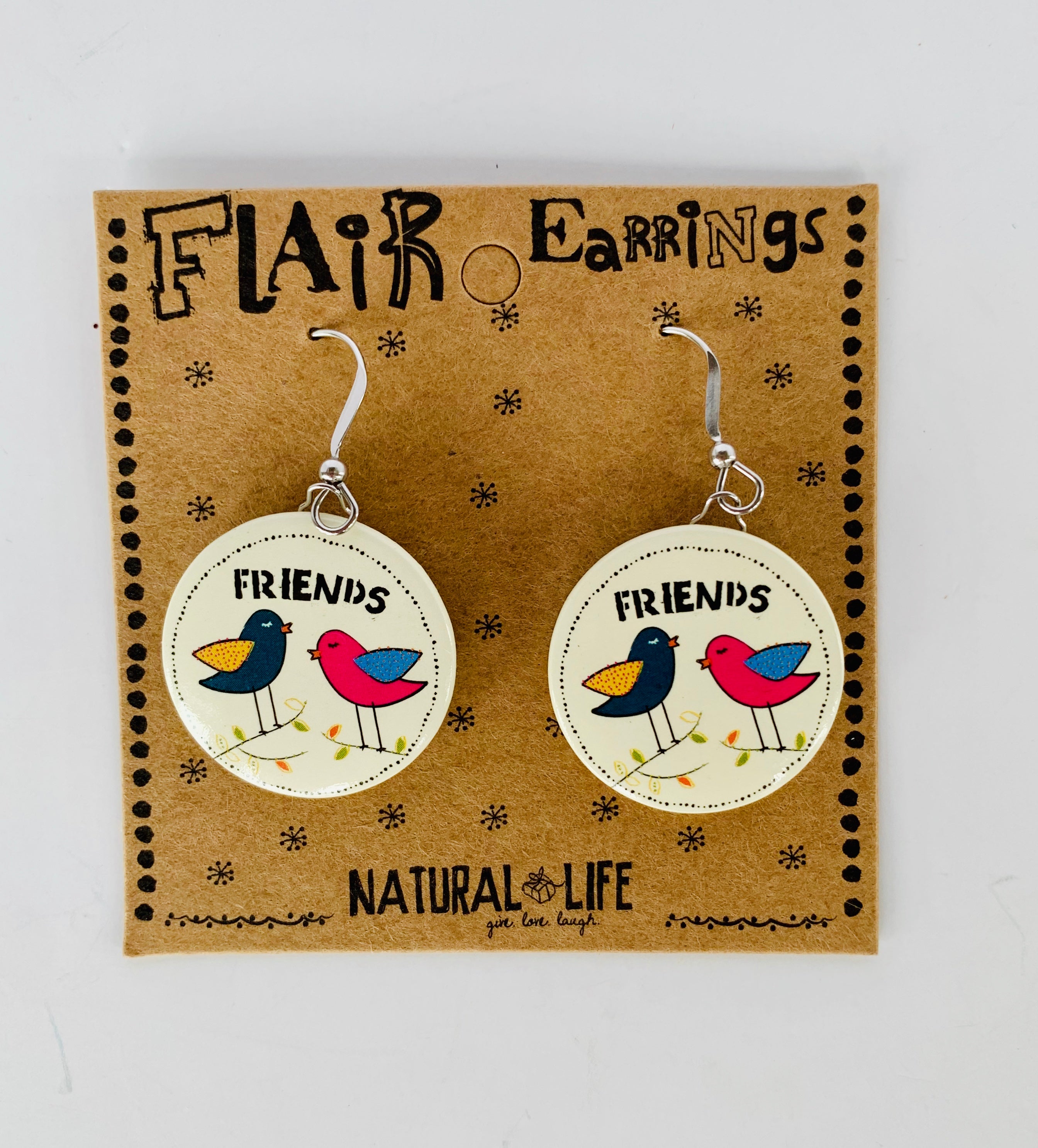 Natural Life Flair Earrings - Friends,Peace,Heart,Flower,Horseshoe,Guitar