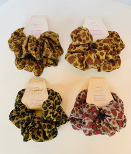 Metallic Leopard Scrunchie