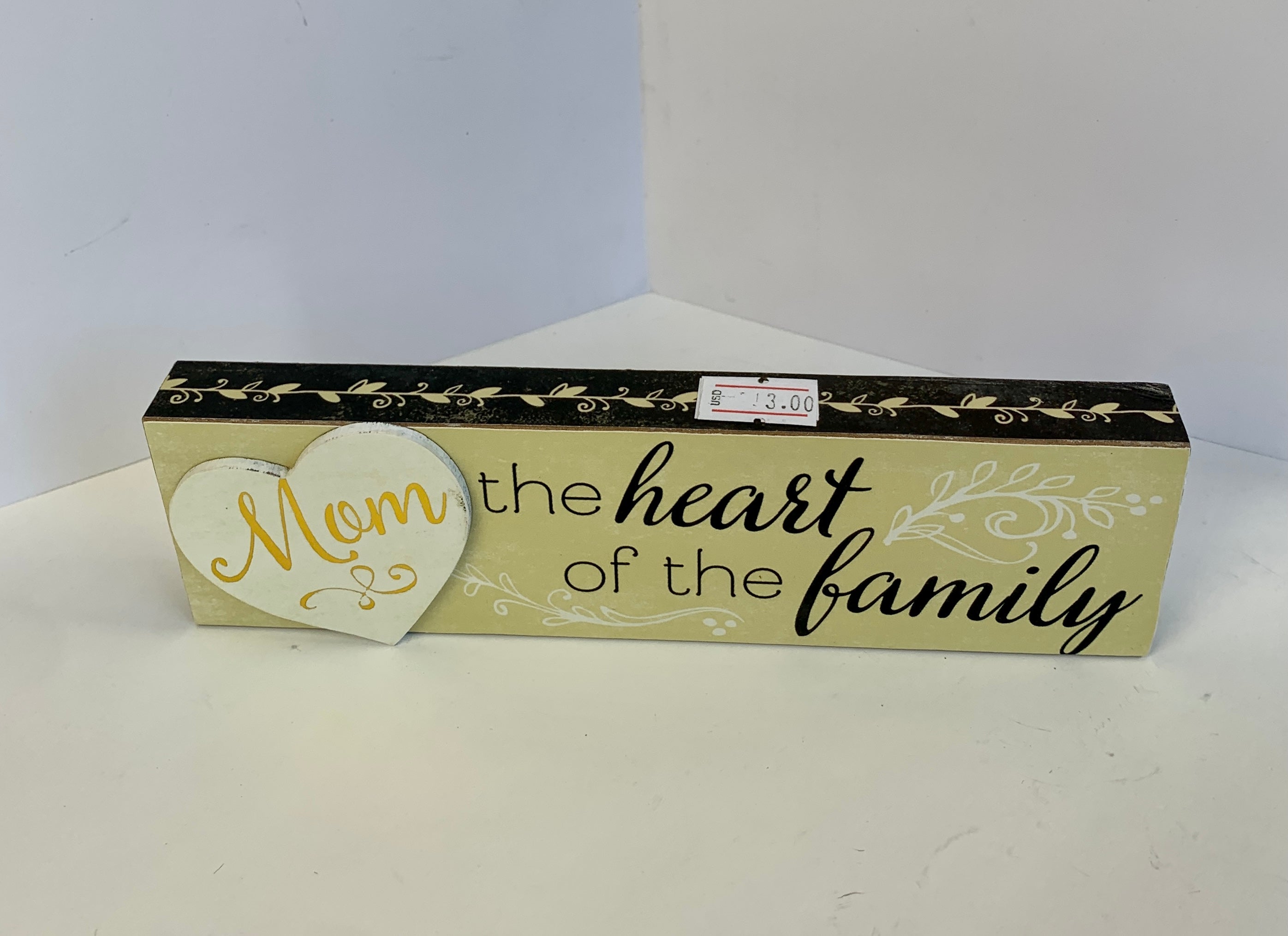 Mom Heart of the Family Wood Block