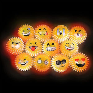 Light Up Spiky Emoji Bounce Ball & Squeak